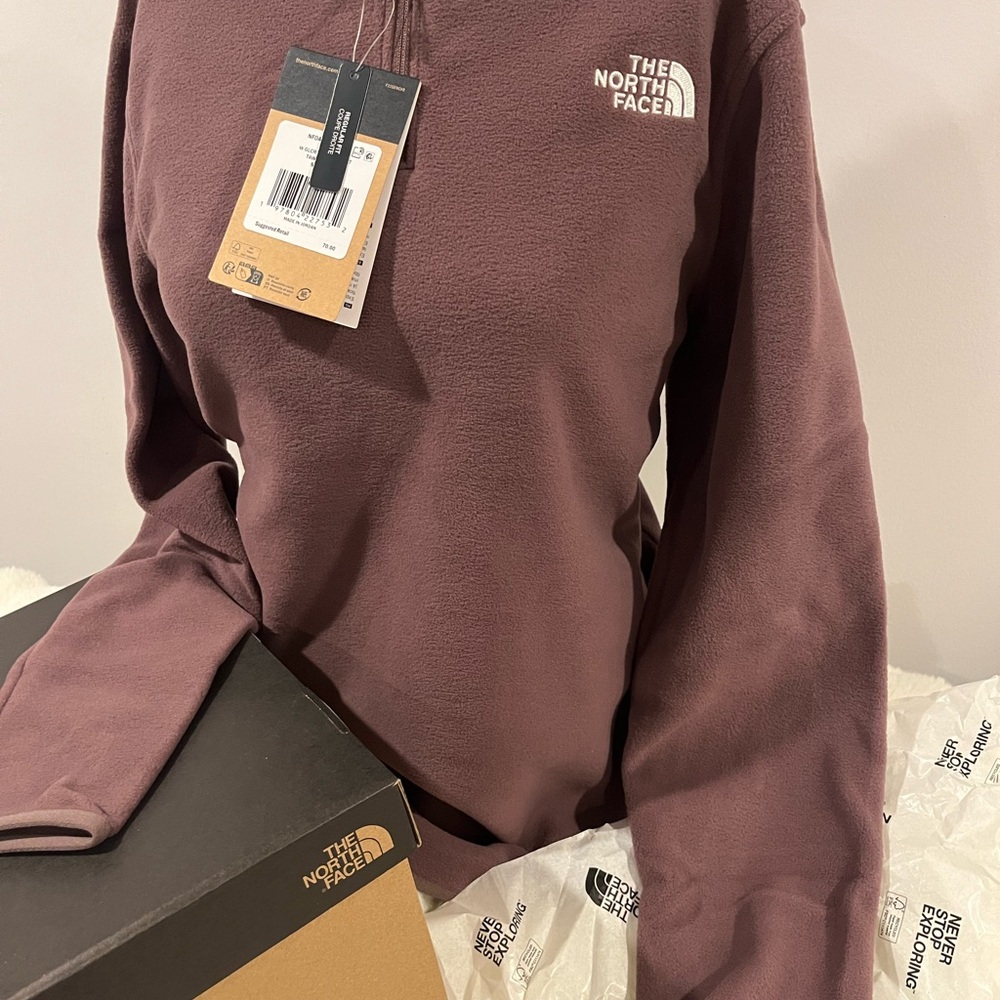 New NORTH FACE Brown Quarter-Zip Pullover Sz M ORIG $69+